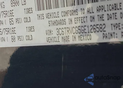 2016 Ram Promaster 2500 High Roof z USA, uszkodzony, nr VIN 3C6TRVCG5GE126582